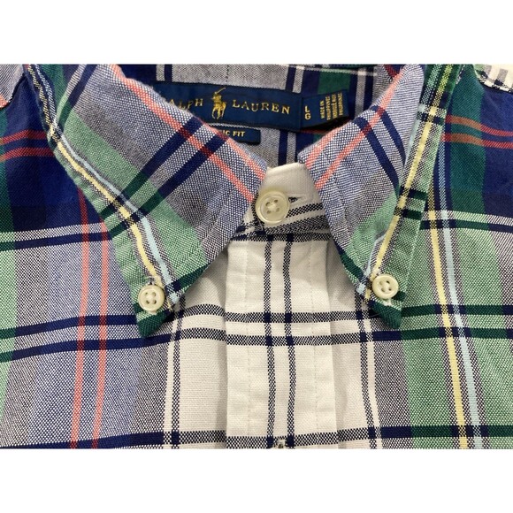 Ralph Lauren Shirt Men’s L Plaid Oxford Classic Fit Button Down Pony Logo - Picture 4 of 9